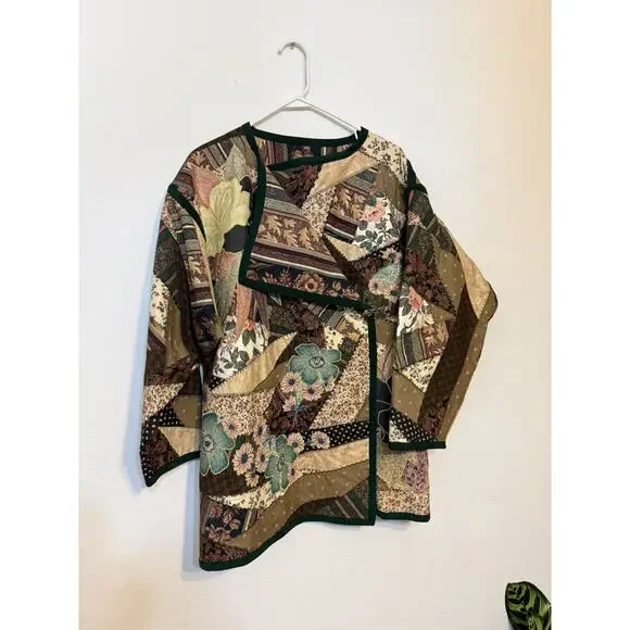 FESTIVAL Patchwork Quilt Large Jacket Upcycled Handmade Kimono Artsy New - Read - Picture 11 of 16